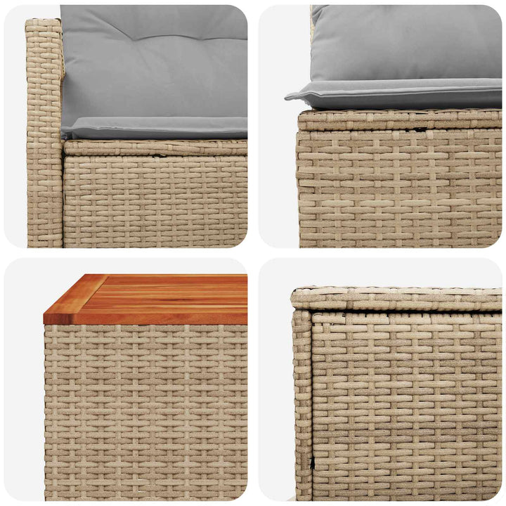Sofa Sæt 6 stk. Beige og lys grå Poly Rattan og Stål