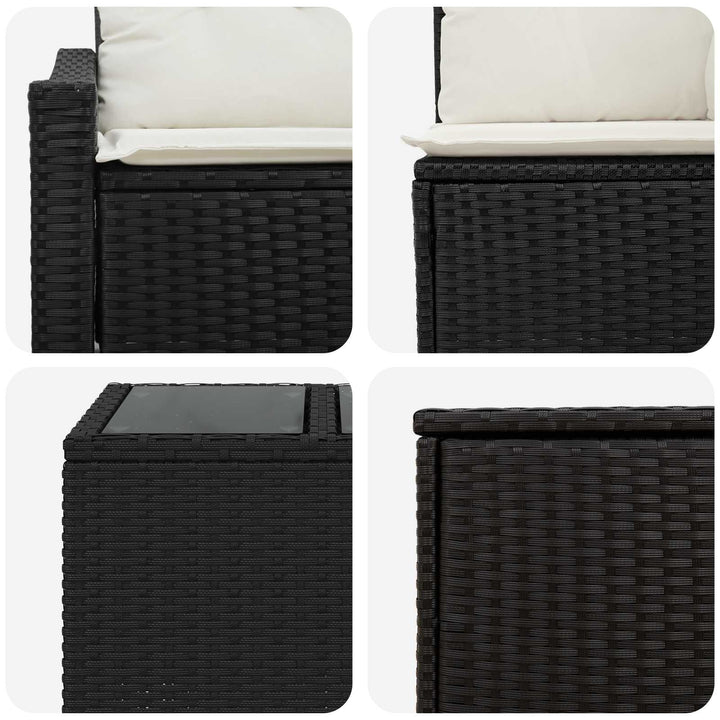 Sofa Sæt 6 stk. Sort og Cremehvid Poly Rattan og Stål