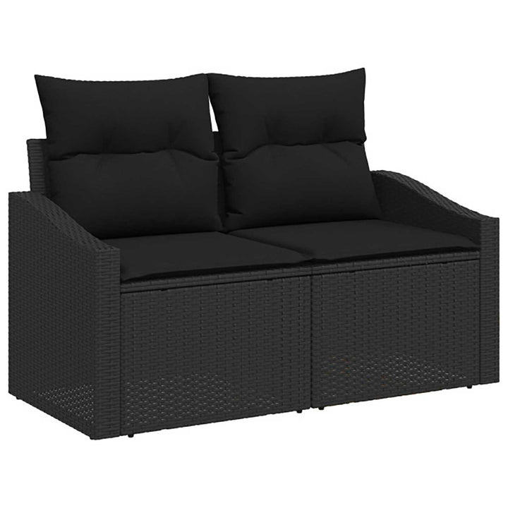 Sofa Sæt 6 stk. Sort Poly Rattan og Stål