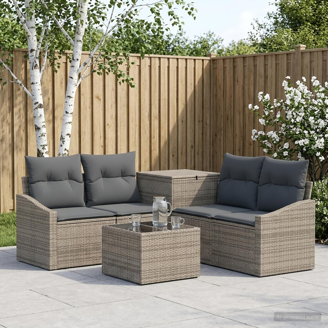Sofa Sæt 6 stk. Grå og Mørkegrå Poly Rattan og Stål