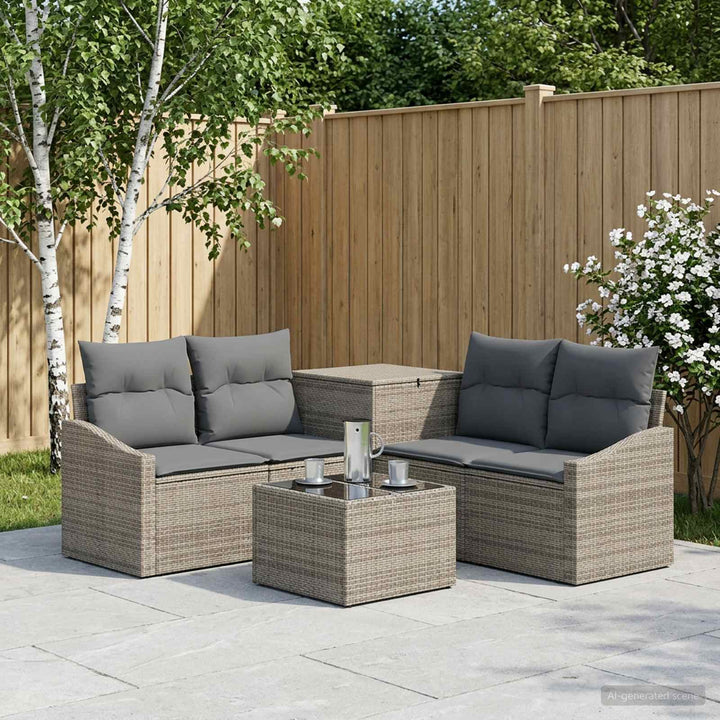 Sofa Sæt 6 stk. Grå og Mørkegrå Poly Rattan og Stål