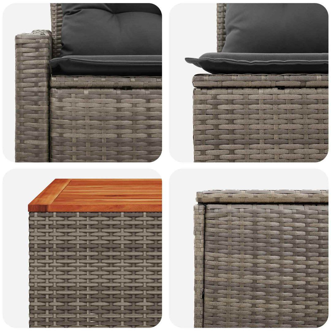 Sofa Sæt 6 stk. Grå og Mørkegrå Poly Rattan og Stål