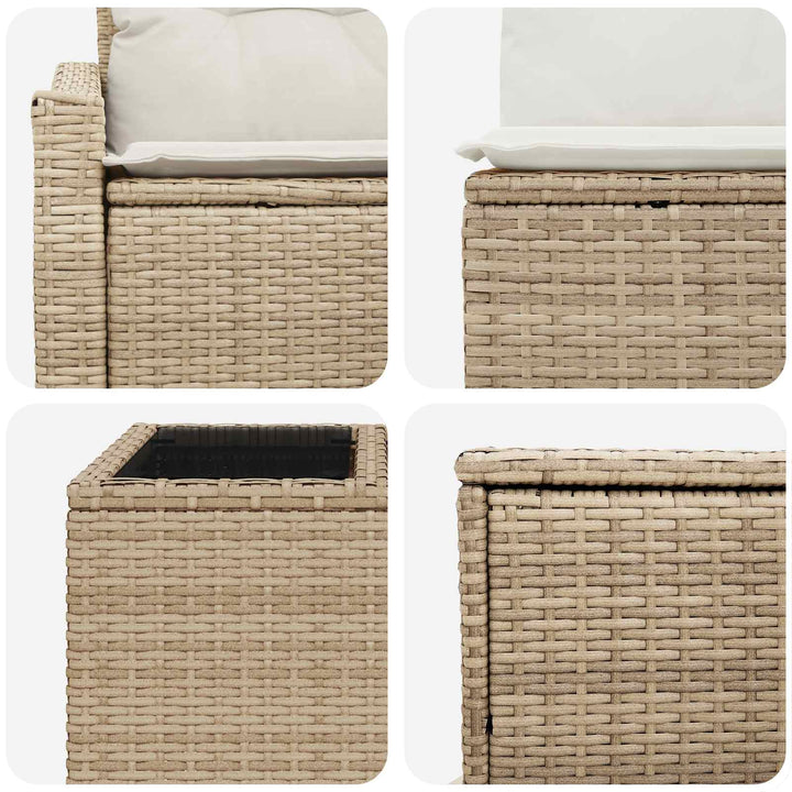 Sofa Sæt 6 stk. Beige og cremehvid Poly Rattan og Stål