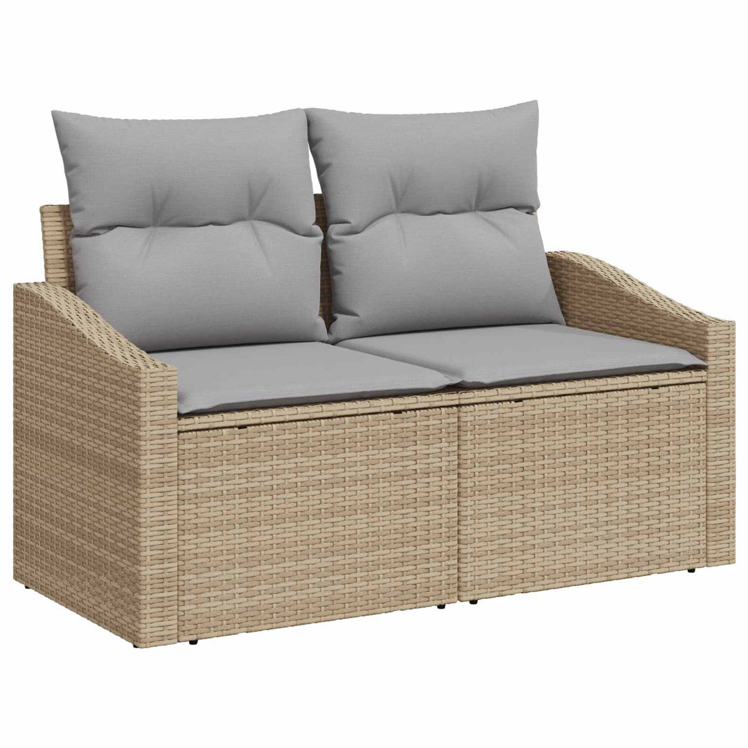 Sofa Sæt 6 stk. Beige og lys grå Poly Rattan og Stål