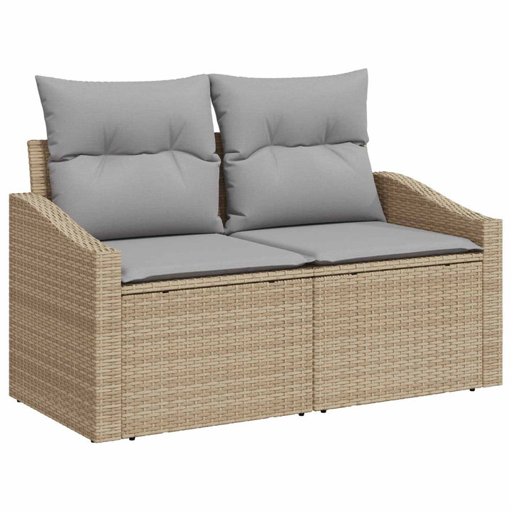 Sofa Sæt 6 stk. Beige og lys grå Poly Rattan og Stål