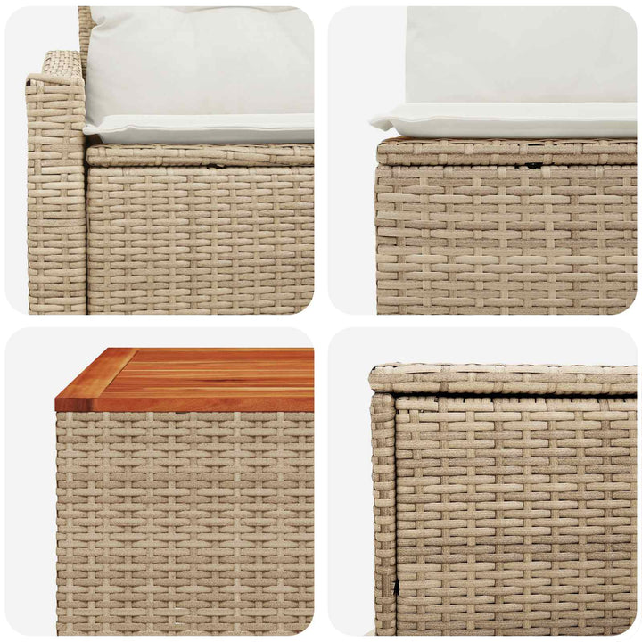 Sofa Sæt 6 stk. Beige og cremehvid Poly Rattan og Stål