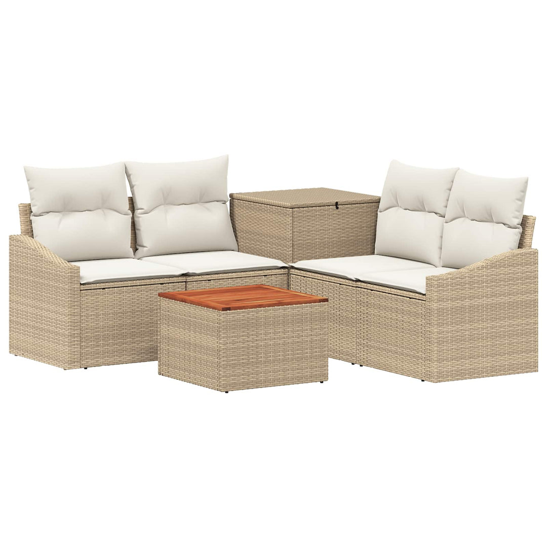 Sofa Sæt 6 stk. Beige og cremehvid Poly Rattan og Stål