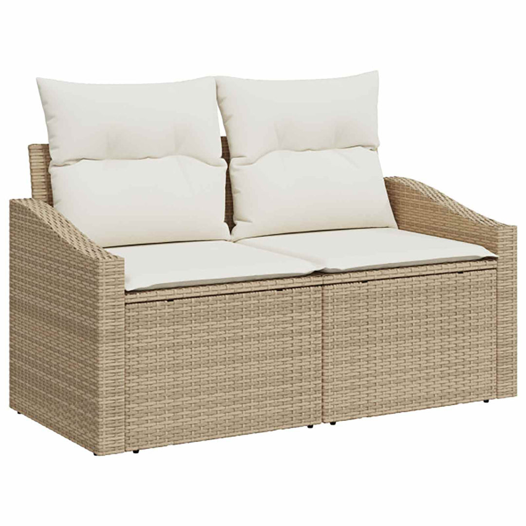 Sofa Sæt 6 stk. Beige og cremehvid Poly Rattan og Stål
