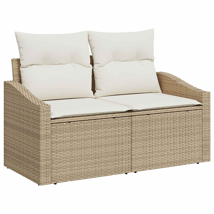 Sofa Sæt 6 stk. Beige og cremehvid Poly Rattan og Stål
