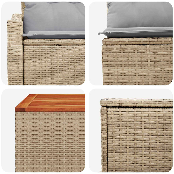 Sofa Sæt 6 stk. Beige og lys grå Poly Rattan og Stål