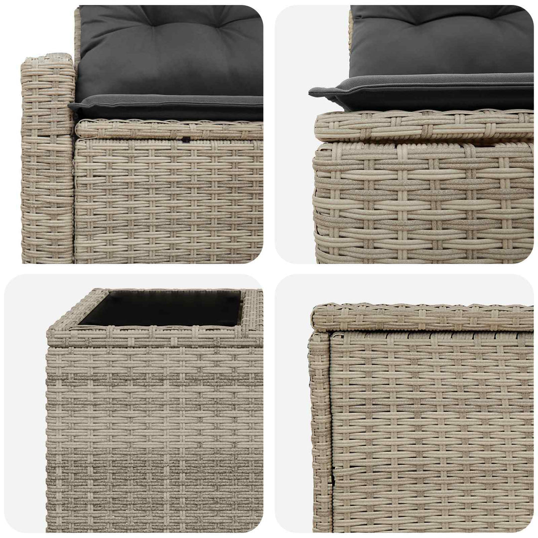 Sofa Sæt 6 stk. Lysegrå og mørkegrå Poly Rattan og Stål