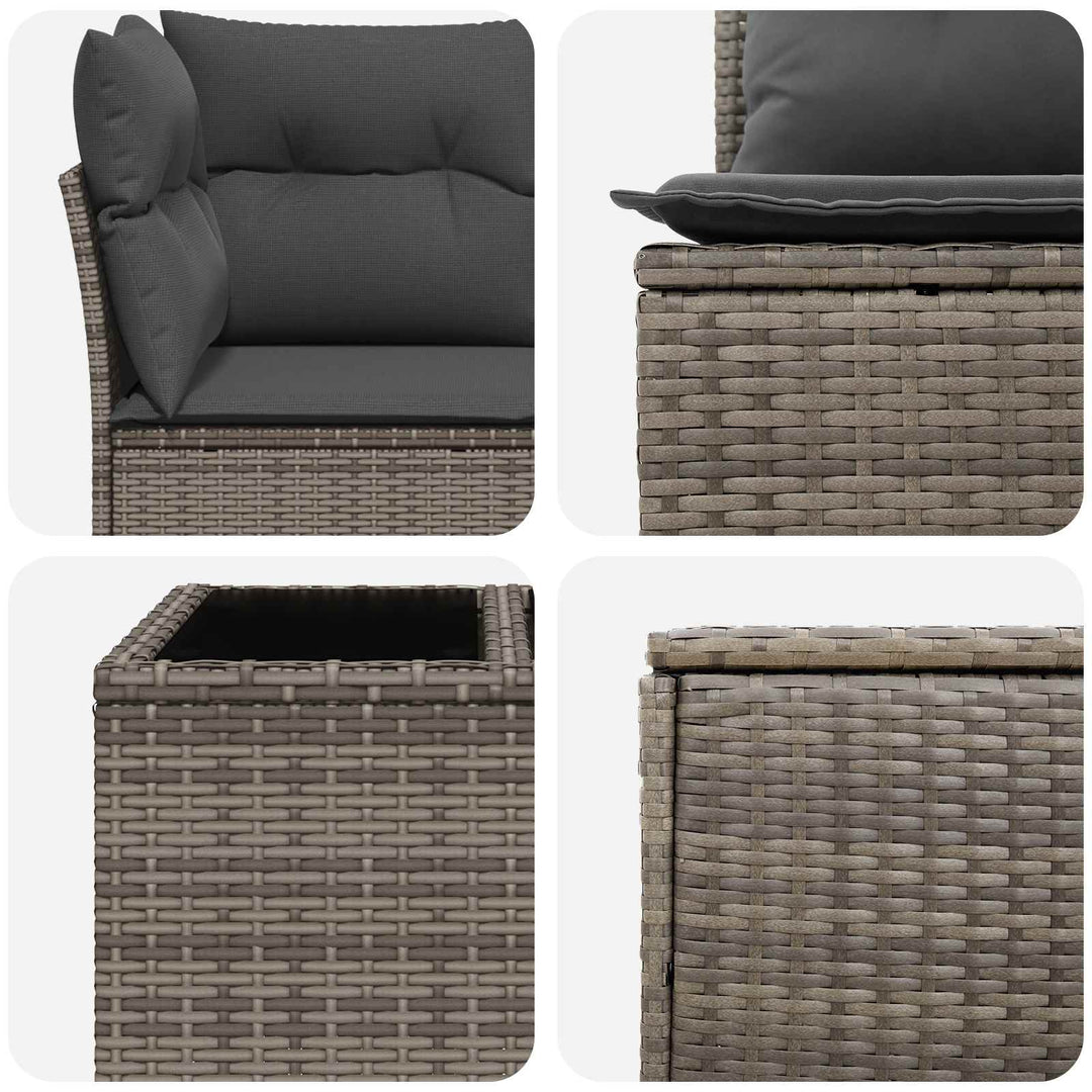 Sofa Sæt 6 stk. Grå og Mørkegrå Poly Rattan og Stål