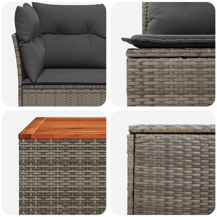 Sofa Sæt 6 stk. Grå og Mørkegrå Poly Rattan og Stål