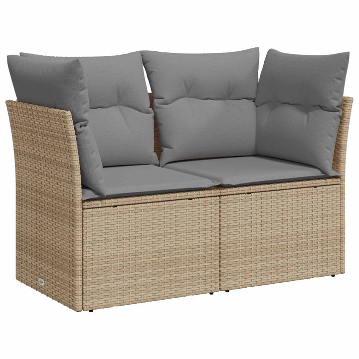 Sofa Sæt 6 stk. Beige og lys grå Poly Rattan og Stål