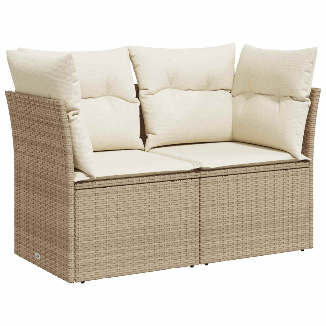 Sofa Sæt 6 stk. Beige og cremehvid Poly Rattan og Stål