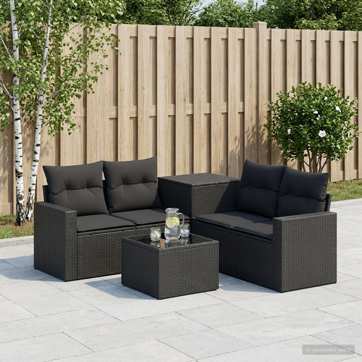 Sofa Sæt 6 stk. Sort Poly Rattan og Stål