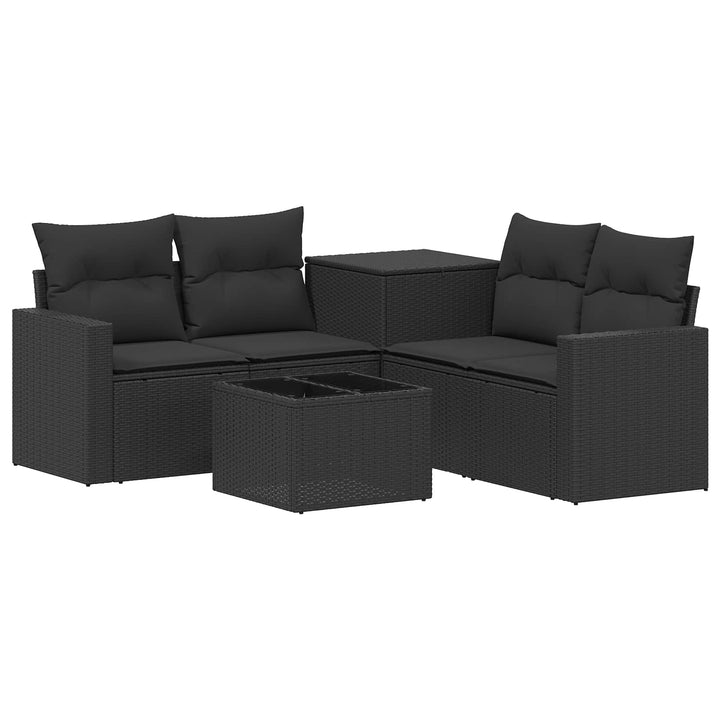 Sofa Sæt 6 stk. Sort Poly Rattan og Stål