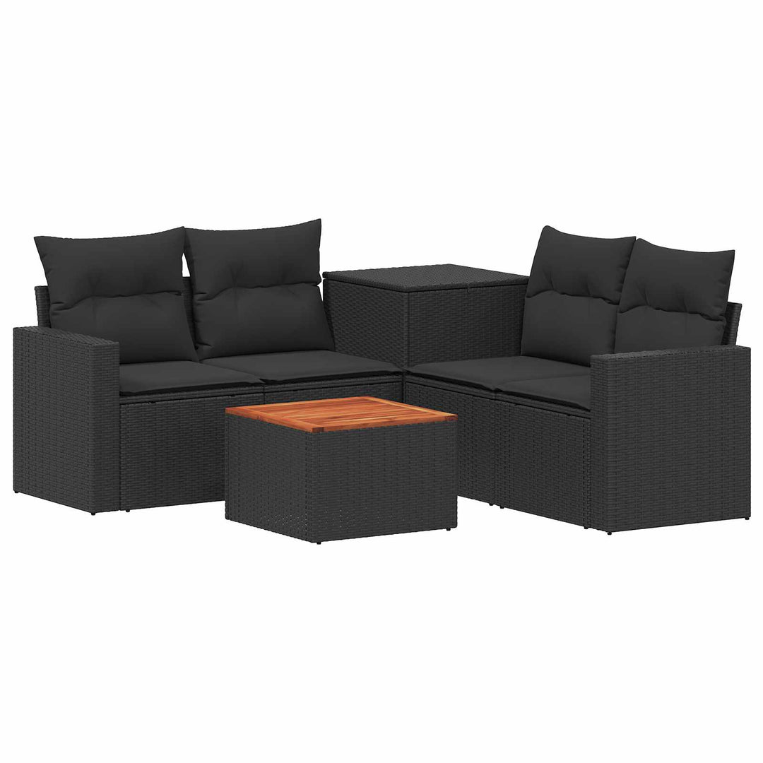 Sofa Sæt 6 stk. Sort Poly Rattan og Stål