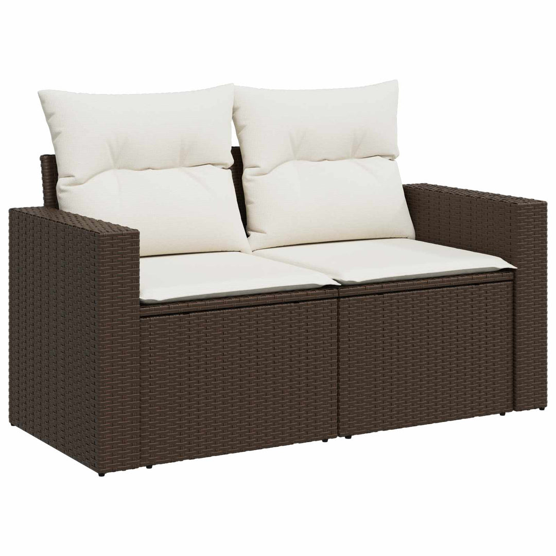 Sofa Sæt 6 stk. Brun og Creme Hvid Poly Rattan og Stål