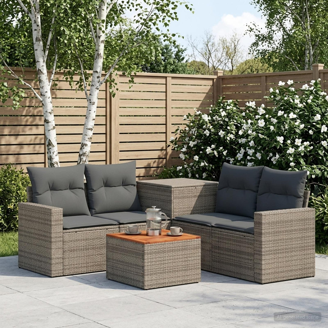Sofa Sæt 6 stk. Grå og Mørkegrå Poly Rattan og Stål