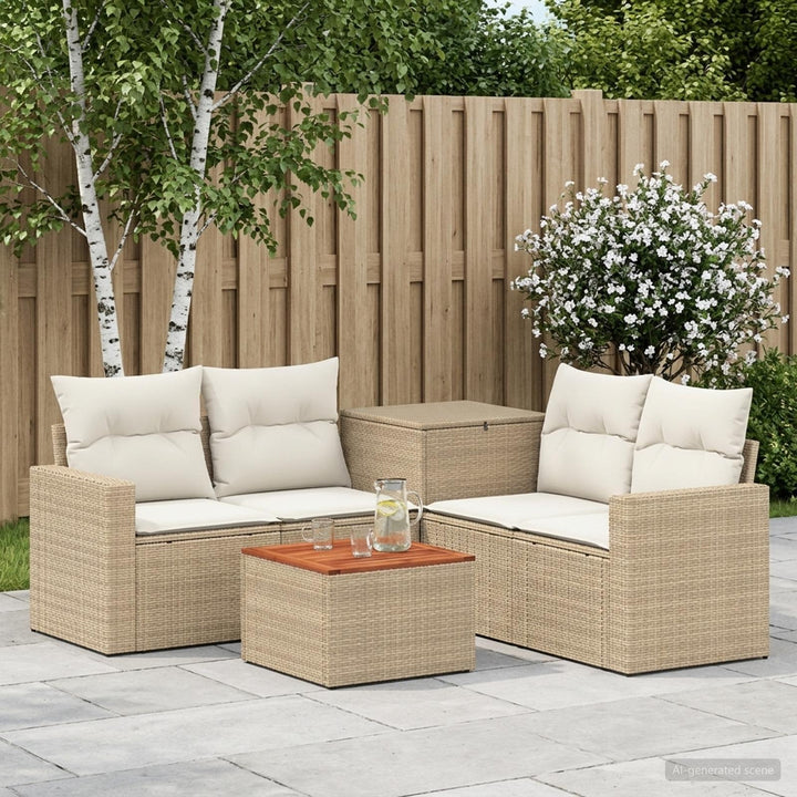 Sofa Sæt 6 stk. Beige og cremehvid Poly Rattan og Stål