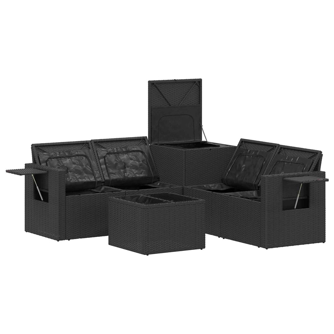Sofa Sæt 6 stk. Sort og Cremehvid Poly Rattan og Stål