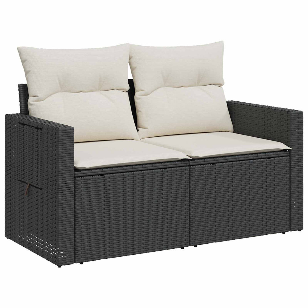 Sofa Sæt 6 stk. Sort og Cremehvid Poly Rattan og Stål