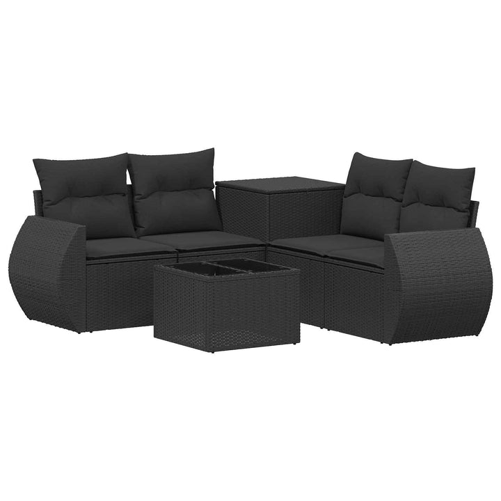 Sofa Sæt 6 stk. Sort Poly Rattan og Stål