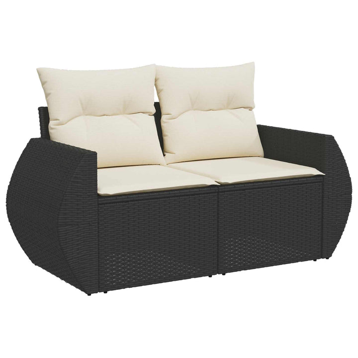 Sofa Sæt 6 stk. Sort og Cremehvid Poly Rattan og Stål