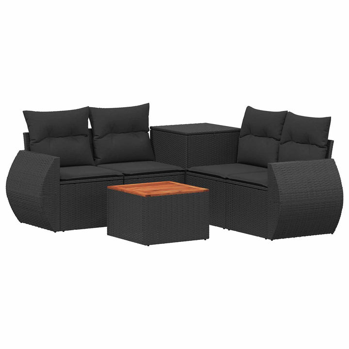 Sofa Sæt 6 stk. Sort Poly Rattan og Stål