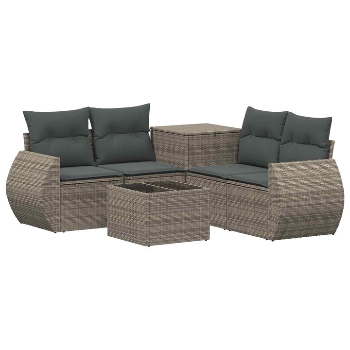 Sofa Sæt 6 stk. Grå og Mørkegrå Poly Rattan og Stål