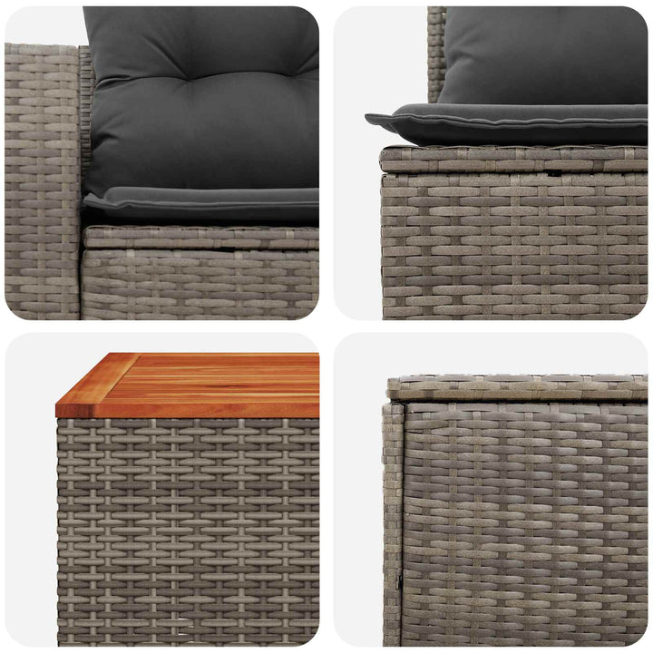 Sofa Sæt 6 stk. Grå og Mørkegrå Poly Rattan og Stål