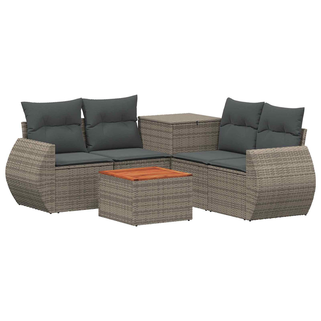 Sofa Sæt 6 stk. Grå og Mørkegrå Poly Rattan og Stål