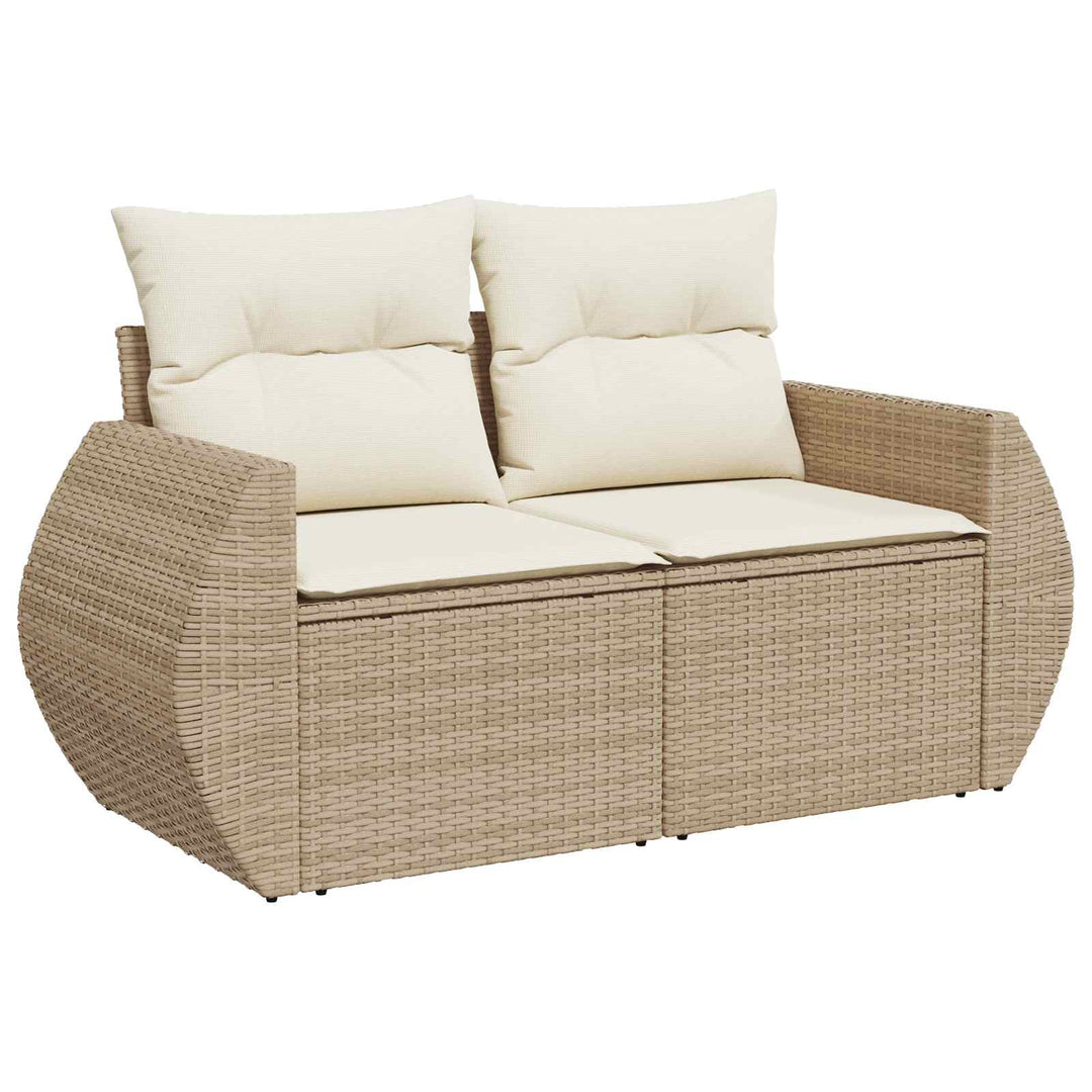 Sofa Sæt 6 stk. Beige og cremehvid Poly Rattan og Stål