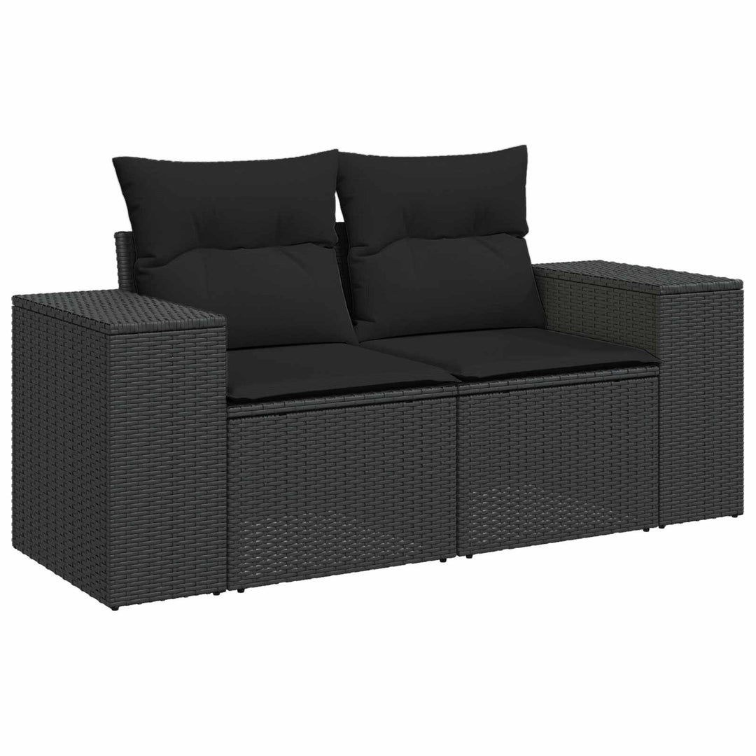 Sofa Sæt 6 stk. Sort Poly Rattan og Stål