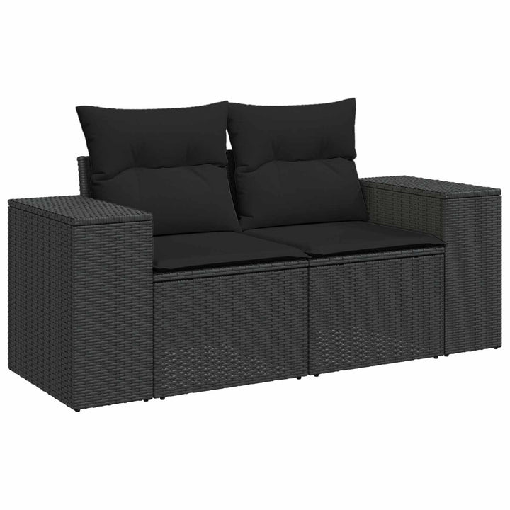 Sofa Sæt 6 stk. Sort Poly Rattan og Stål