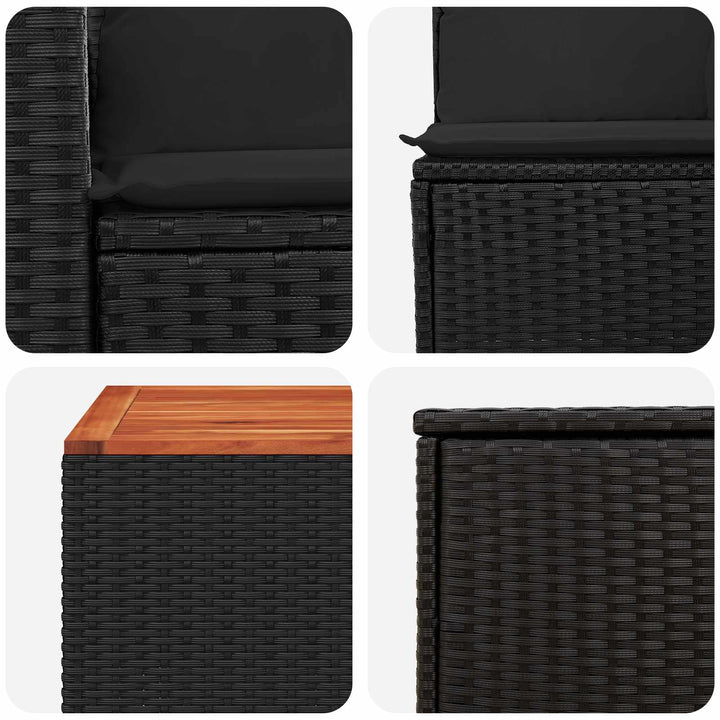 Sofa Sæt 6 stk. Sort Poly Rattan og Stål