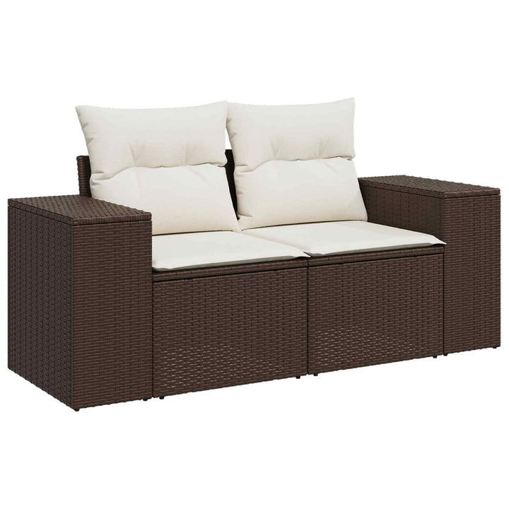 Sofa Sæt 6 stk. Brun og Creme Hvid Poly Rattan og Stål