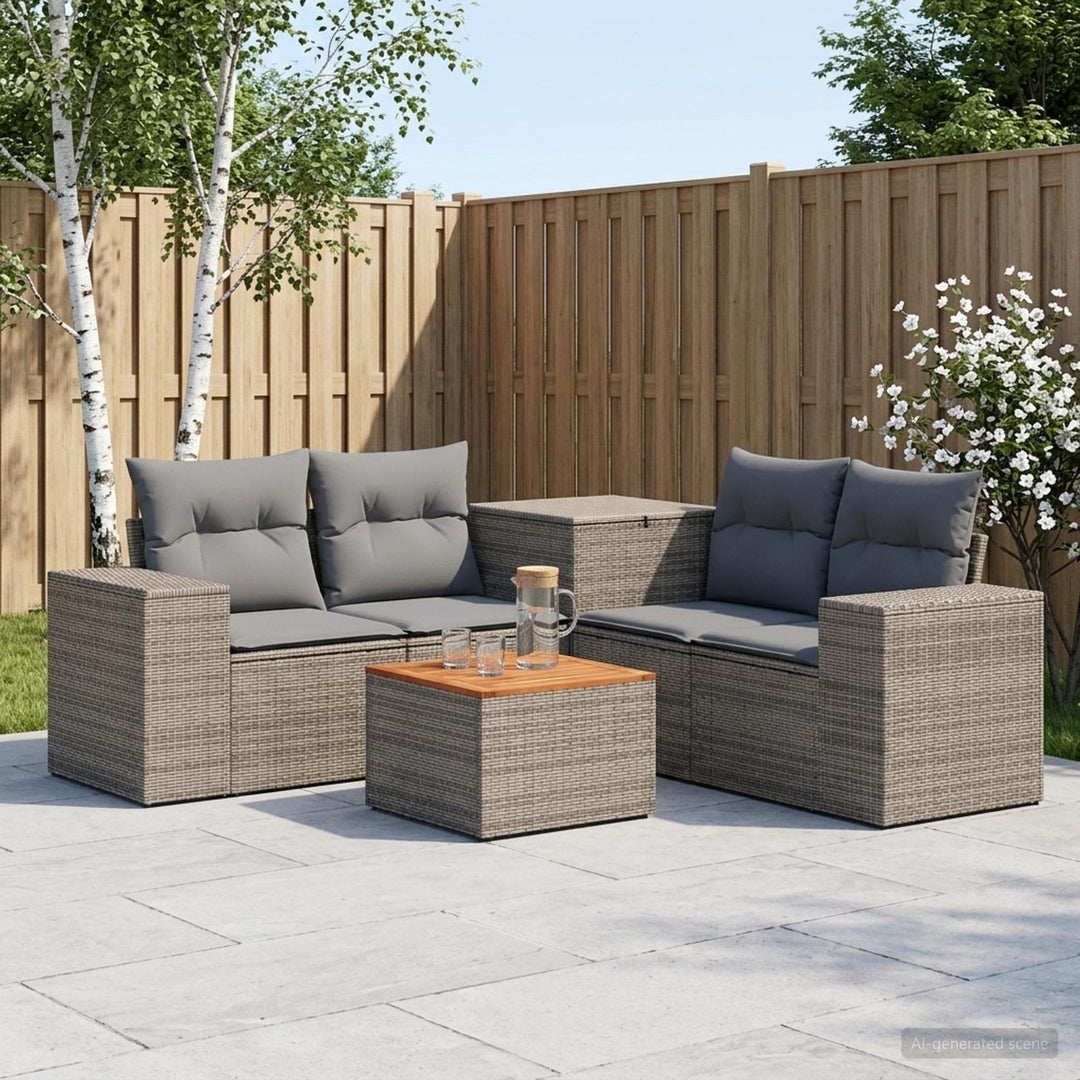 Sofa Sæt 6 stk. Grå og Mørkegrå Poly Rattan og Stål