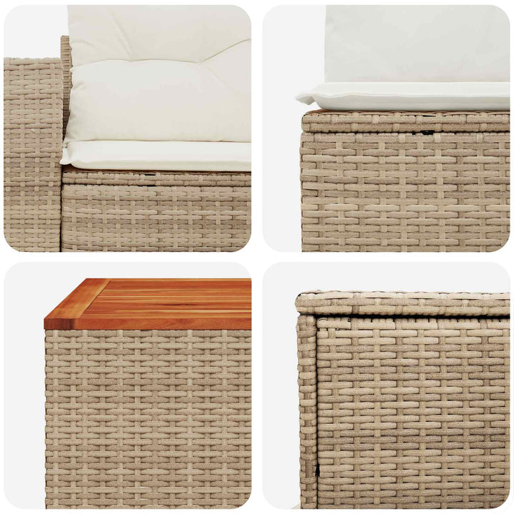 Sofa Sæt 6 stk. Beige og cremehvid Poly Rattan og Stål
