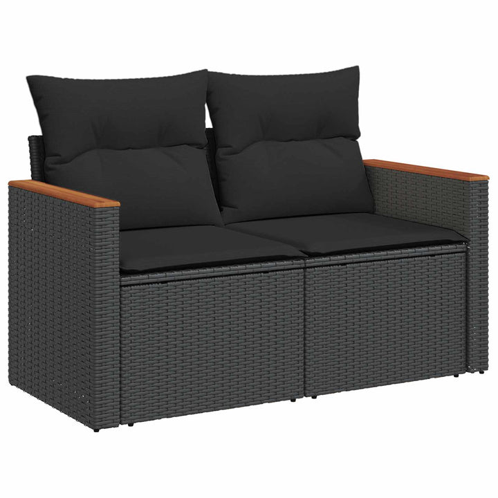 Sofa Sæt 6 stk. Sort Poly Rattan og Stål