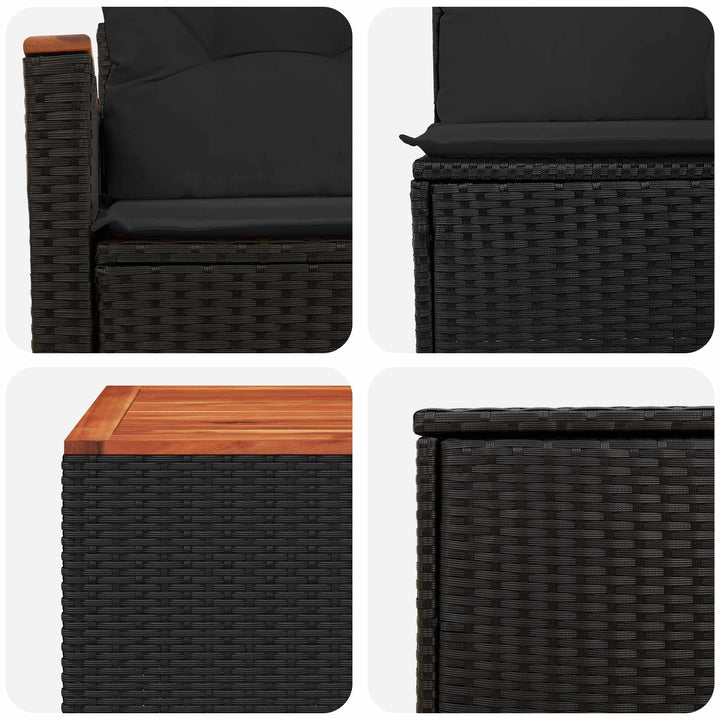 Sofa Sæt 6 stk. Sort Poly Rattan og Stål