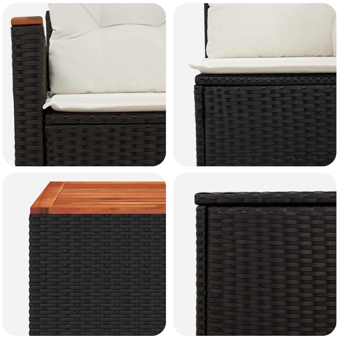 Sofa Sæt 6 stk. Sort og Cremehvid Poly Rattan og Stål
