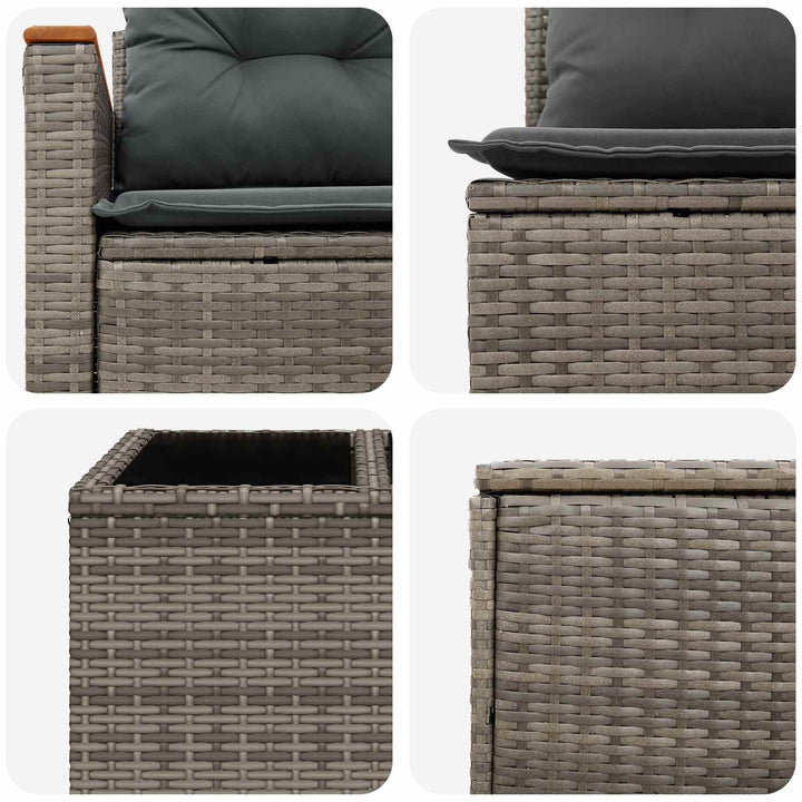 Sofa Sæt 6 stk. Grå og Mørkegrå Poly Rattan og Stål