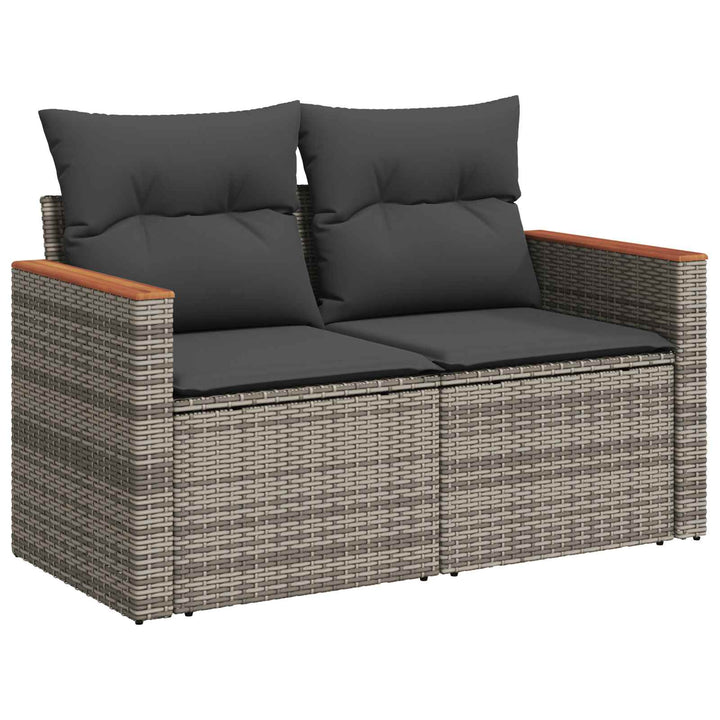 Sofa Sæt 6 stk. Grå og Mørkegrå Poly Rattan og Stål