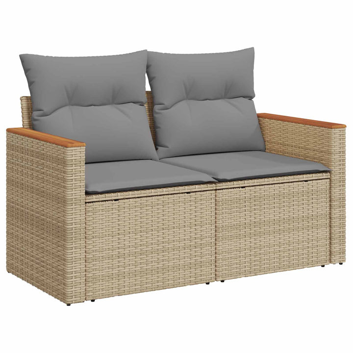 Sofa Sæt 6 stk. Beige og lys grå Poly Rattan og Stål