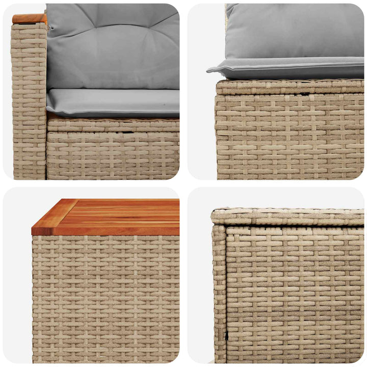 Sofa Sæt 6 stk. Beige og lys grå Poly Rattan og Stål