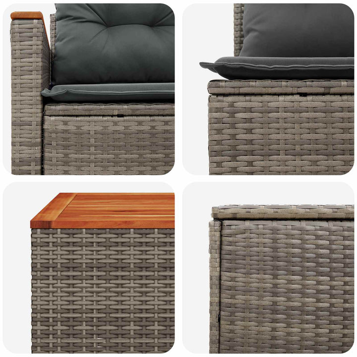 Sofa Sæt 6 stk. Grå og Mørkegrå Poly Rattan og Stål