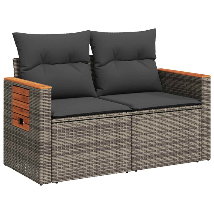 Sofa Sæt 6 stk. Grå og Mørkegrå Poly Rattan og Stål