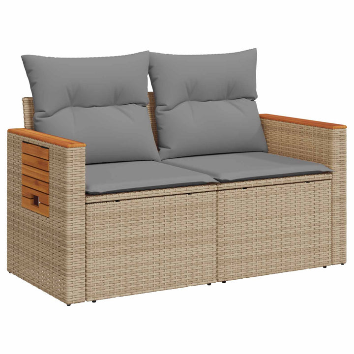 Sofa Sæt 6 stk. Beige og lys grå Poly Rattan og Stål